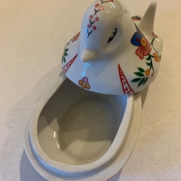 Porcelain Bird Prestige MCML XXX1 Trinket Jewelry Box Hand Painted Flower Design - Picture 4 of 10